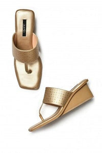 Aurelia GOLD Laser Cut Square Toe Wedge