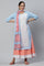 Blue Straight Kurta, Peach Culottes And Dupatta Set