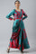 Dark Pink And Gree Satin Predape Saree Dress