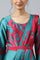 Dark Pink And Gree Satin Predape Saree Dress