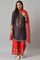 Purple Japanese Satin Short kurta With Red Parallel Pants And Dupatta