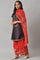 Purple Japanese Satin Short kurta With Red Parallel Pants And Dupatta