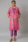 Pink Jacquard Jacket, Purple kurta & Pant Suit Set