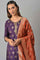 Purple Floral Print kurta With Orange Parallel Pants And Dupatta