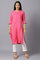 Dark Pink Rayon kurta With Multicolour Embroidery