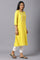 Yellow Embroidered kurta With Lace Trimming