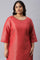 Red Geometric Print Dobby Plus Size kurta