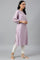 Lavender Shantung kurta With Embroidery