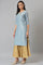 Sky Blue Jacquard kurta With Embroidery