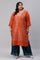 Red Jacquard Plus Size kurta With Embroidery