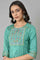 Marine Green Embroidered and Mirror work Kurta