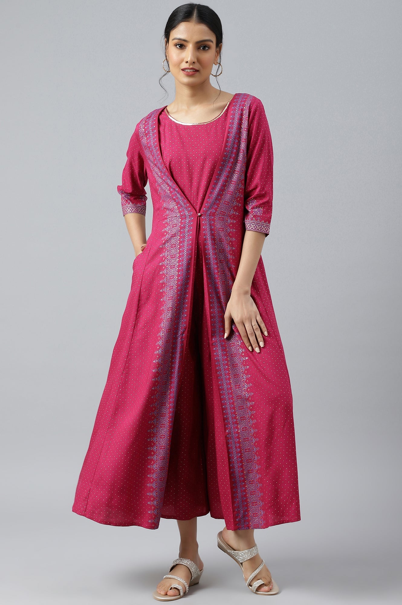 Dark Pink Mock Layer Embellished Jumpsuit