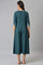 Liva Eco Teal Printed Flared Mock Layered Kimono Jumpsuit