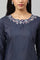 Navy Blue Festive Kurta with Embroidered Neck