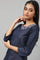 Navy Blue Festive kurta With Embroidered Neck