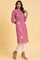 Berry Pink Embroidered kurta With Pin Tucks
