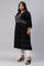 Plus Size Black Floral Side Pleated kurta In Round Neck