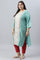 Green And Ecru Mock Layered Printed Plus Size kurta