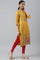 Mustard Glitter Printed Shantung kurta