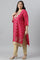 Plus Size Dark Pink Glitter Placement Print kurta