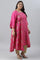 Plus Size Pink Flared Paisley Print kurta