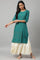 Green Mukaish Printed Layered kurta