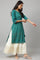 Green Mukaish Printed Layered kurta