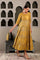 Celery Yellow Mukaish Printed Embellished Flared Dress with Lurex Piping