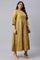 Plus Size Yellow Panelled Kalidar Ethnic Dress With Sequin