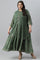 Green Mukaish Dress With Poly Georgette Short Jacket