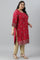 Fuchsia Pink Floral Printed Plus Size kurta With Sequins