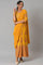 Mustard Printed And Embroiderd Insta Saree Dress