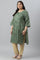 Green Shantung Plus Size kurta With Mukaish Print