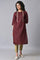 Maroon Gold Glitter Printed kurta