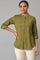 Olive Green Cotton Flax Button Down Top