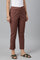 Deep Brown Solid Women Slim Pants