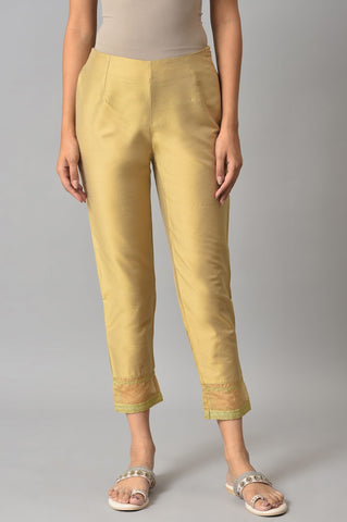 Gold Embroidered Light Festive Slim Pants