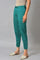 Dark Green Solid Light Festive Slim Pants