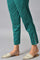 Dark Green Solid Light Festive Slim Pants