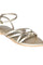 W Embroidered Gold Pointed Toe Flat