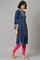 Blue Printed kurta With Pink Tights