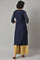 Navy Blue Embroidered kurta With Golden Parallel Pants