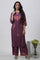 Purple Embellished Kurta And Parallel Pants Set