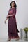 Purple Embellished Kurta And Parallel Pants Set