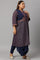 Plus Size Blue Printed A-Line Cowl kurta With Tights