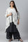 Plus Size White And Deep Blue Ombre kurta With Printed Gillet And Parallel Pants