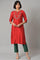 Red Embroidered Shantung kurta