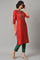 Red Embroidered Shantung kurta