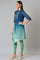 Dark Blue Ombre Cowl kurta With Tights