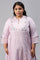 Plus Size Light Purple Embroidered kurta With Pink Tights And Printed Dupatta